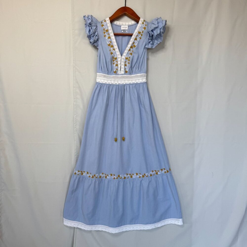 SAYLOR Light Blue Embroidered Maxi Dress